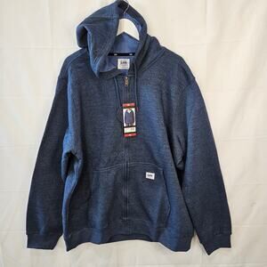 Lee Workwear Men's Thermal Fleece Sweatshirt Full Zip Hoodie Blue XL